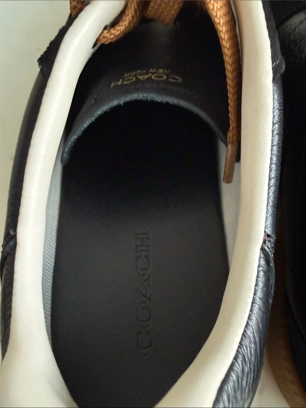Coach Black Leather & Suede Women's Low-Top Sneakers with Gum Sole